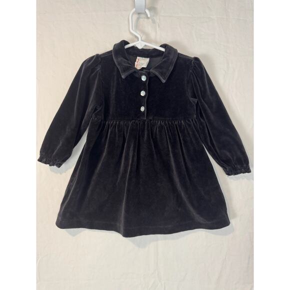 Vintage‎ Hanna Andersson Velvet Dress Girls Dress Size 80/18-24 Months Black L/S - Picture 1 of 3